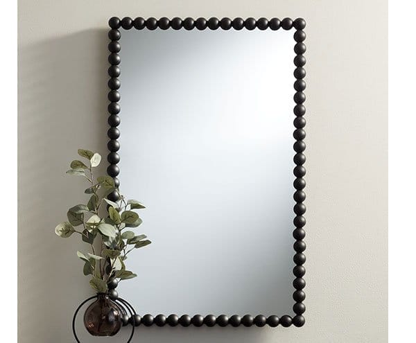 Harmer Black Iron Beaded 22 1/4" x 34 1/2" Wall Mirror