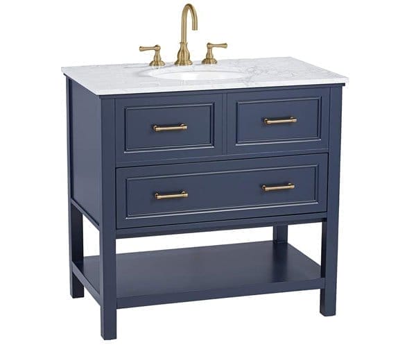 Bruce 36 1/4" Wide 1-Drawer Blue Teak Wood Single Sink Vanity