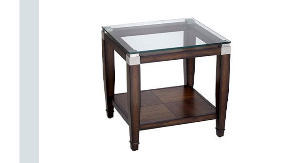 Barrett 24" Wide Brown Oak and Clear Glass End Table