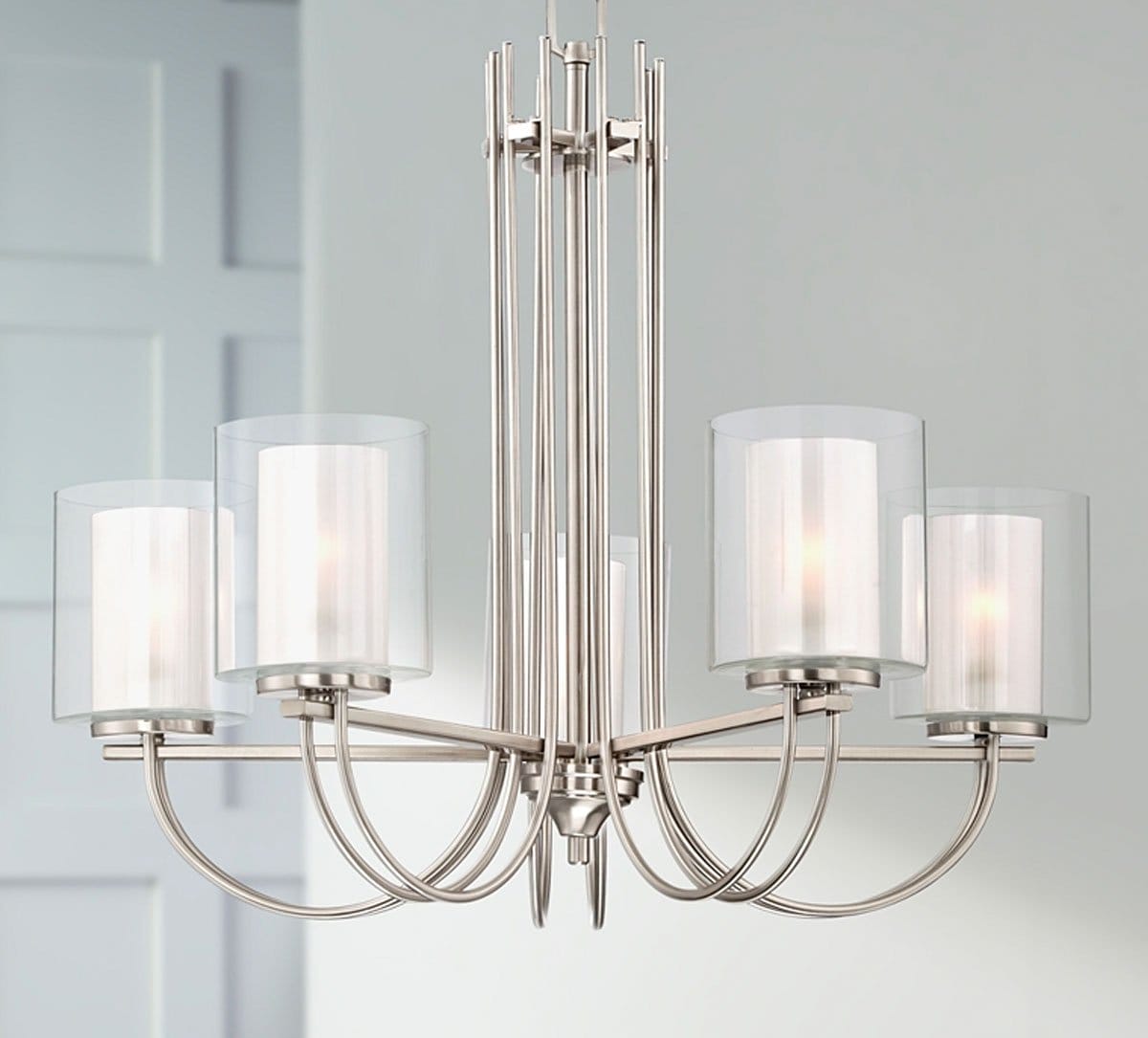 Possini Euro Melody 26 3/4" Double Glass and Brushed Nickel Chandelier