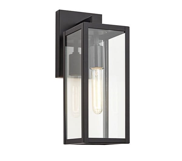 John Timberland Titan 14 1/4" Clear Glass and Black Outdoor Wall Light