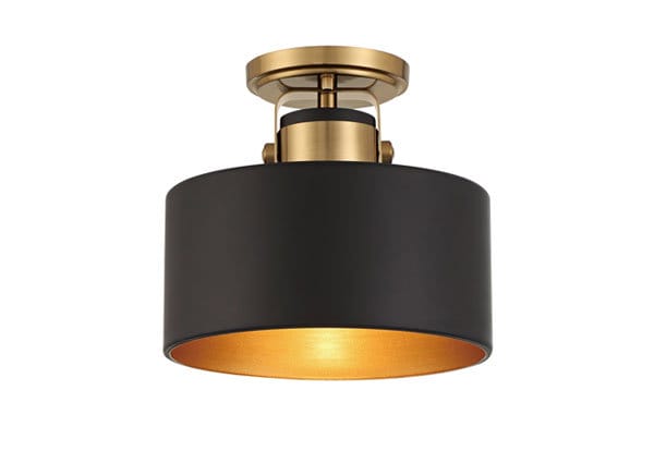 Possini Euro Courtney 10" Modern Soft Gold Matte Black Ceiling Light