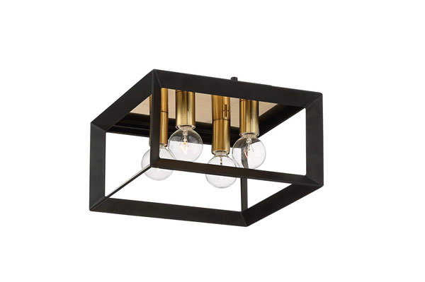 Possini Euro Gretna Boxed 10" Wide Modern Black and Gold Ceiling Light