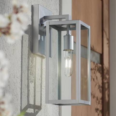 Titan 14" High Clear Glass and Silver Outdoor Wall Light