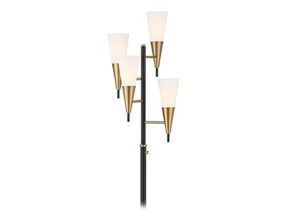 Possini Euro Quatro 4-Light Tree Floor Lamp Black with Warm Gold