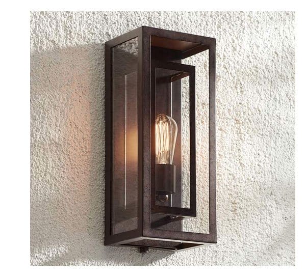 Possini Euro Double Box 15 1/2" Glass and Bronze Outdoor Wall Light