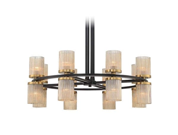 Stiffel Palais 35 1/2" Modern Matte Black Brass 16-Light Chandelier