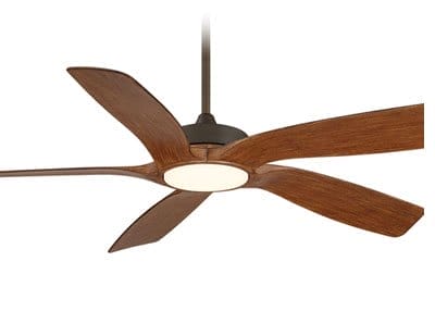 56" Mach 5 Oil-Rubbed Bronze and Koa LED Damp Ceiling Fan with Remote