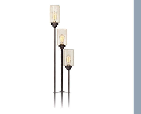 Franklin Iron Works Libby Bronze and Seeded Glass 3-Light Tree Floor Lamp