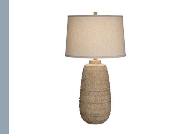 360 Lighting Maya 31" High Oatmeal Fabric Shade Faux Wood Table Lamp