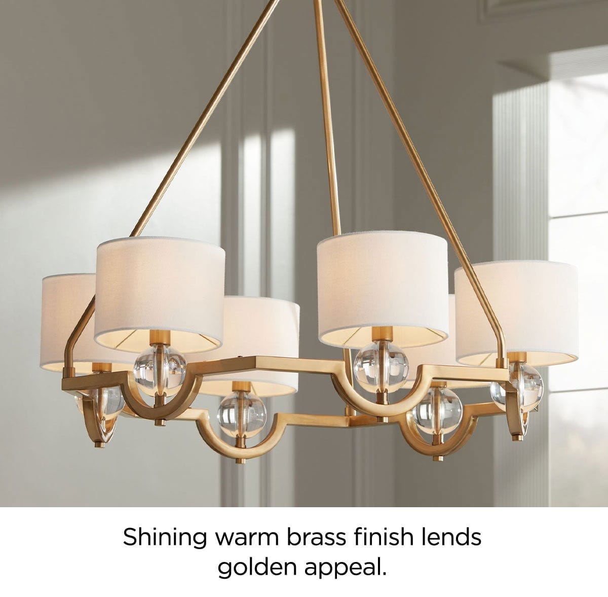 Shining warm brass finish lends golden appeal.