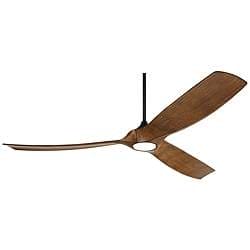 70" Kona Wind Black-Koa LED DC Damp Rated Ceiling Fan with Remote