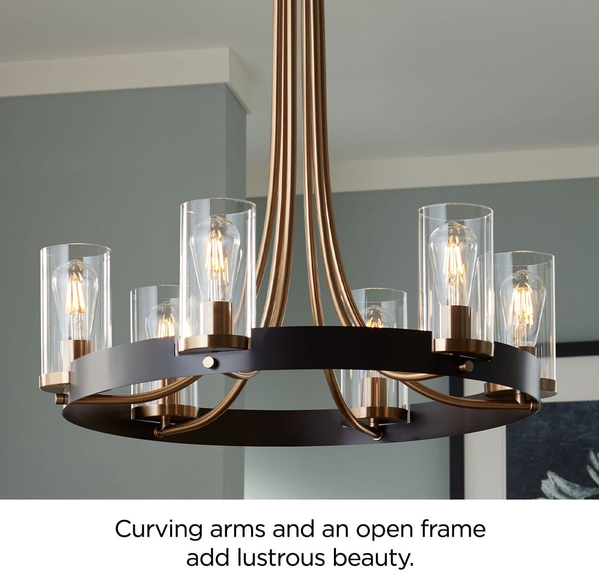 Curving arms and an open frame add lustrous beauty.