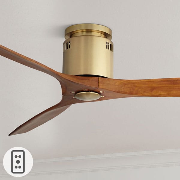 52" Windspun Brass-Walnut DC Hugger Ceiling Fan with Remote