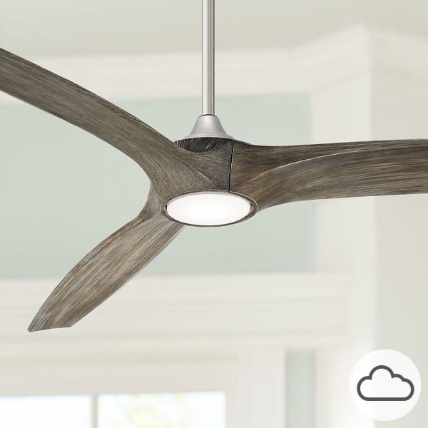 60" Casa Vieja Padera LED Damp Brushed Nickel Ceiling Fan with Remote