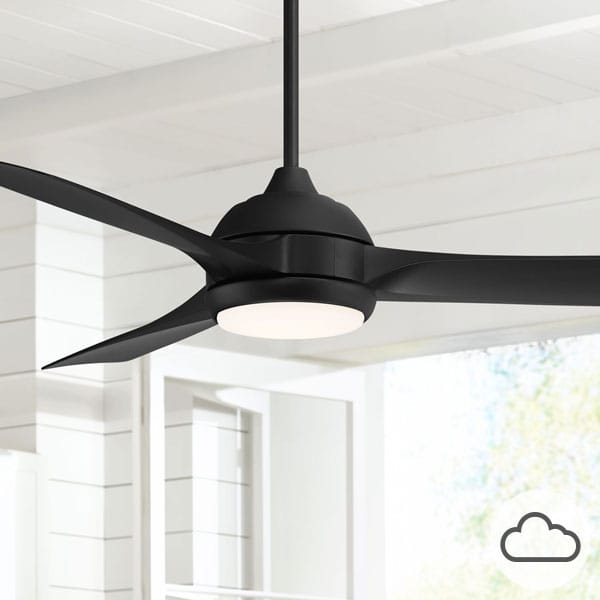 54" Casa Vieja Expedite Matte Black LED Damp Ceiling Fan with Remote