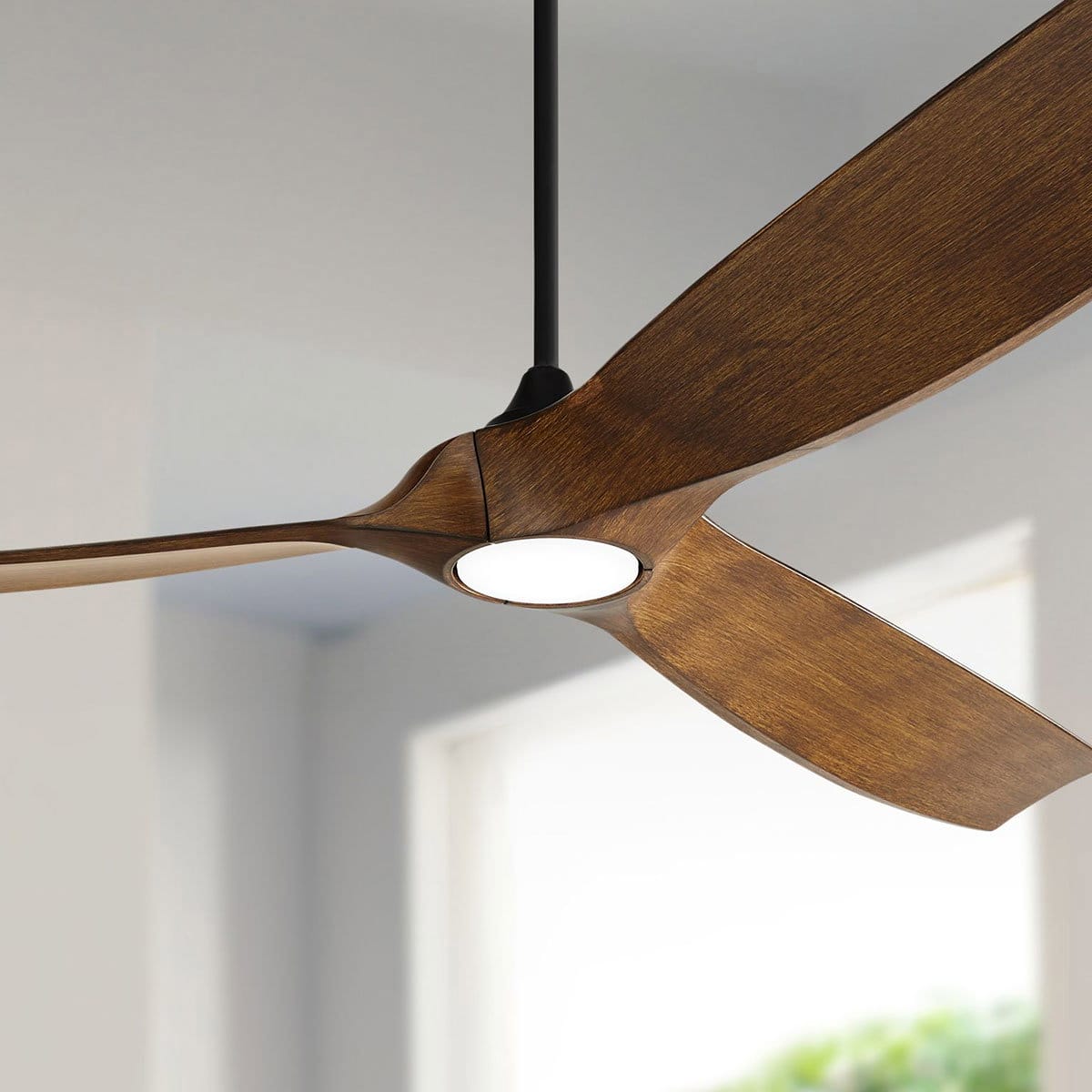 70" Kona Wind Black-Koa LED DC Damp Rated Ceiling Fan with Remote