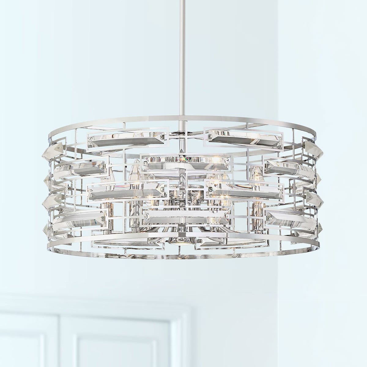 Possini Euro Smart 20" Wide Nickel and Crystal Modern Pendant Light