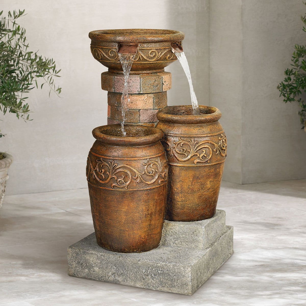 John Timberland Tuscan 31 1/2" LED Light Faux Stone Fountain