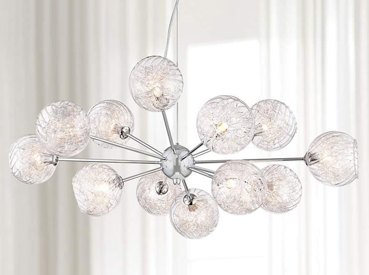 Possini Euro Wired 32" Wide Glass and Chrome Modern Chandelier