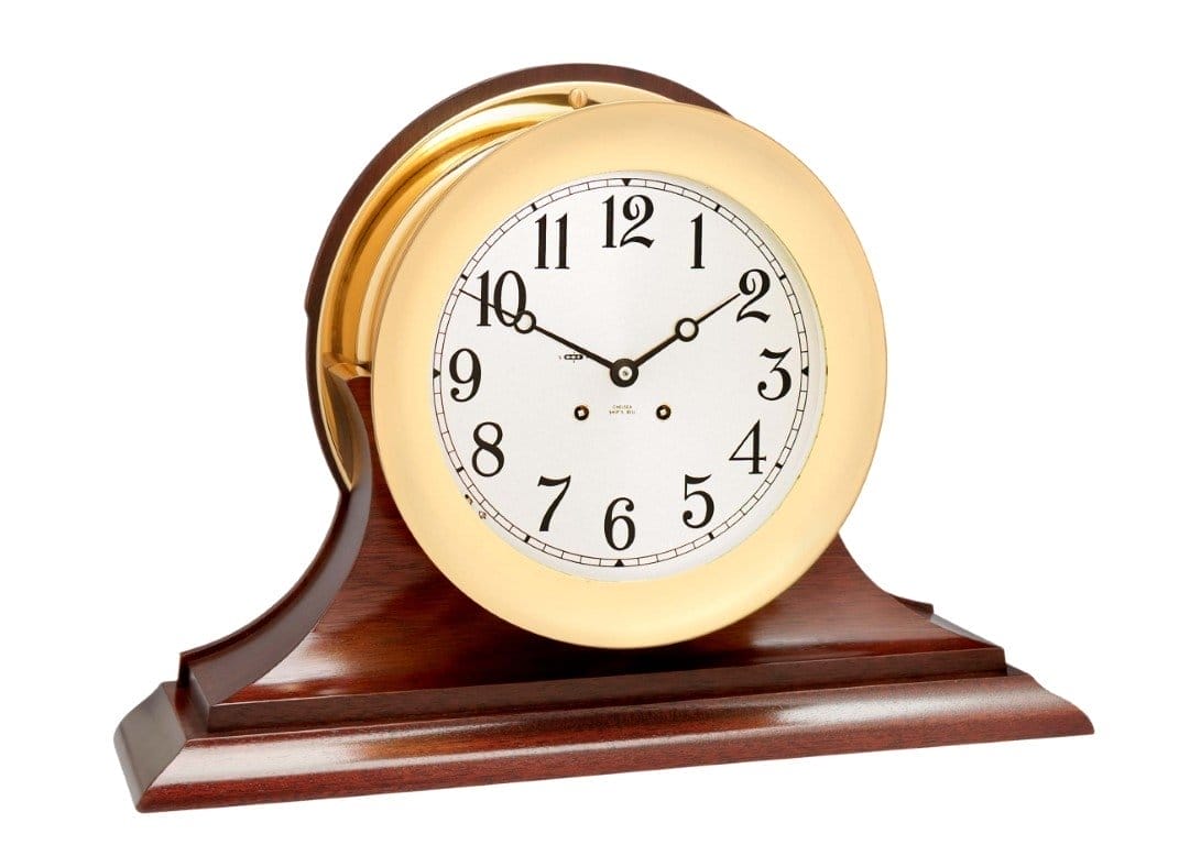 Image of Chelsea Ship's Bell Clock w/ Hinged Bezel & base (8.5)