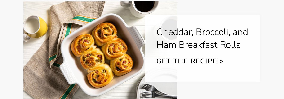 Cheddar, Broccoli, and Ham Breakfast Rolls - get the recipe