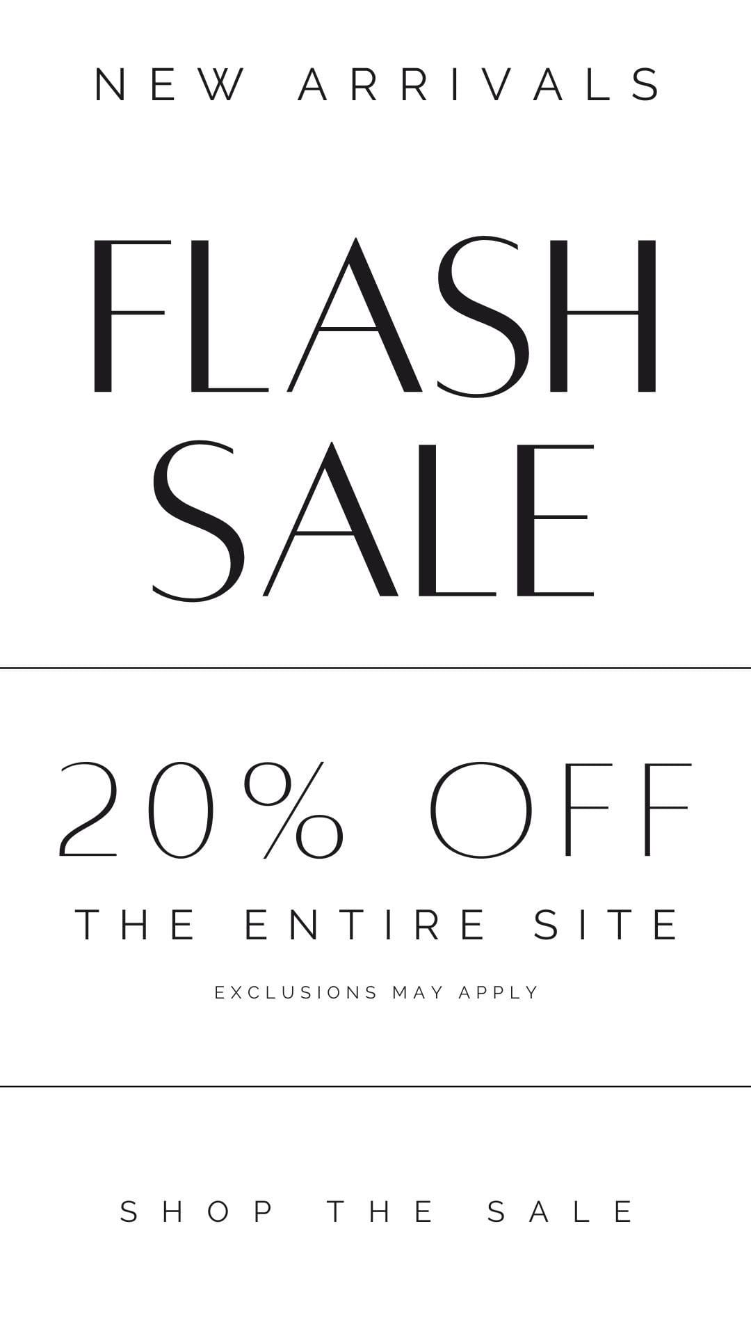 flash sale 20% off the entire site