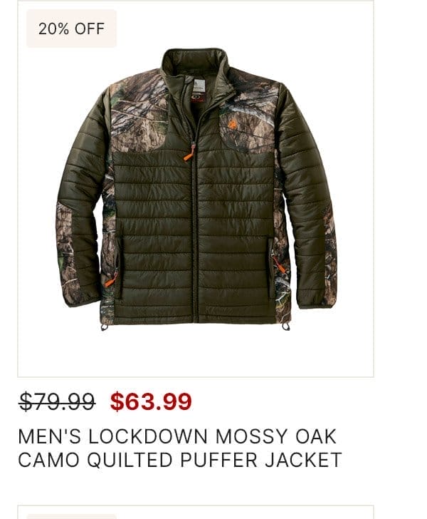 Men's Lockdown Mossy Oak Camo Quilted Puffer Jacket