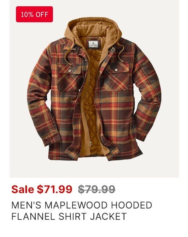 Men's Maplewood Hooded Flannel Shirt Jacket