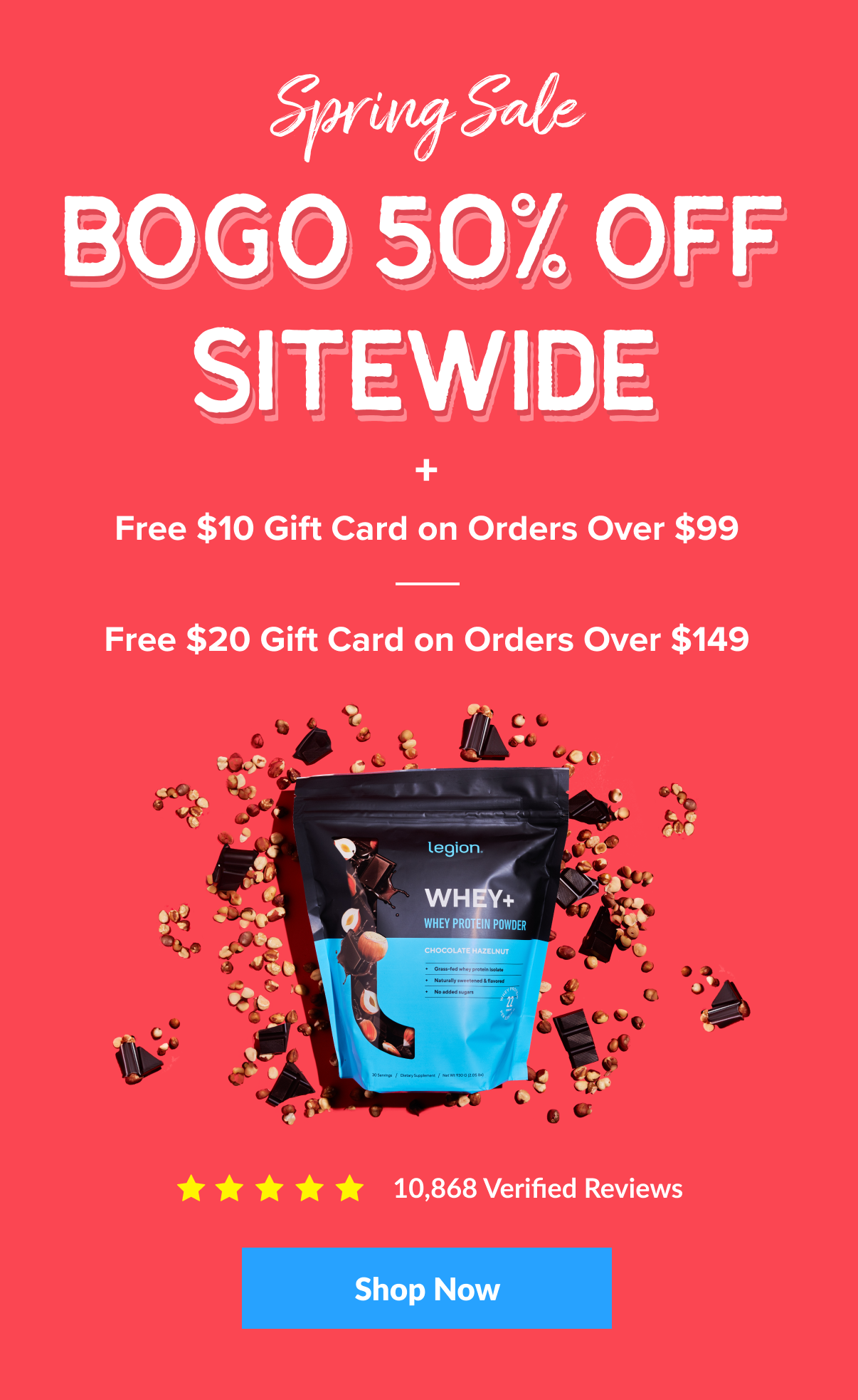 Spring Sale! BOGO 50% off sitewide + free gift cards!