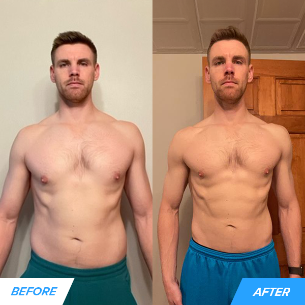 Alex lost 10 pounds, 4% body fat, and 2 inches off his waist, while also increasing his whole-body strength