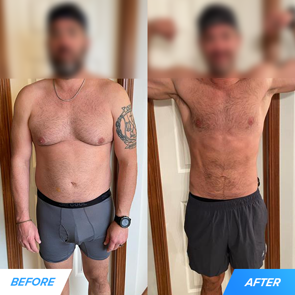 Jay lost 18 pounds, 4% body fat, and 3 inches off his waist