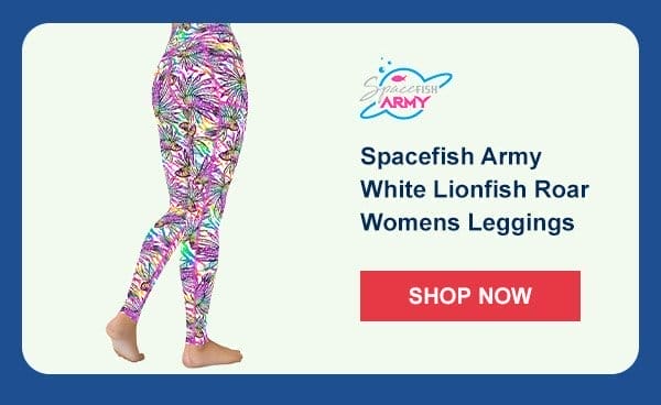 Spacefish Army White Lionfish Roar Womens Leggings | Shop Now