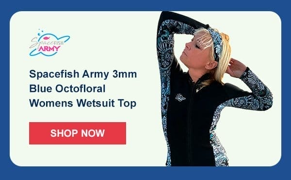 Spacefish Army 3mm Blue Octofloral Womens Wetsuit Top | Shop Now