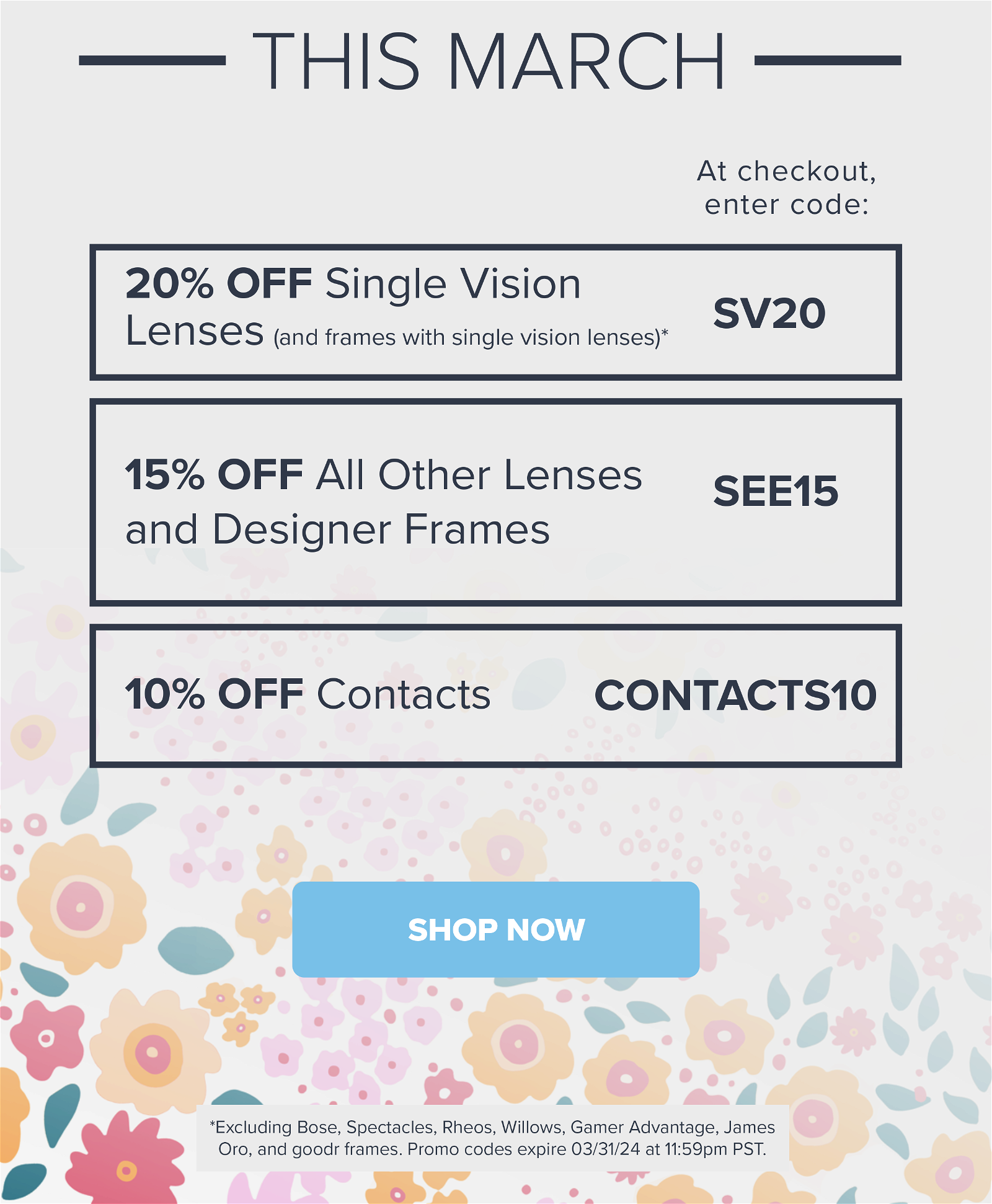 Save even more on lenses with our current promotions:
