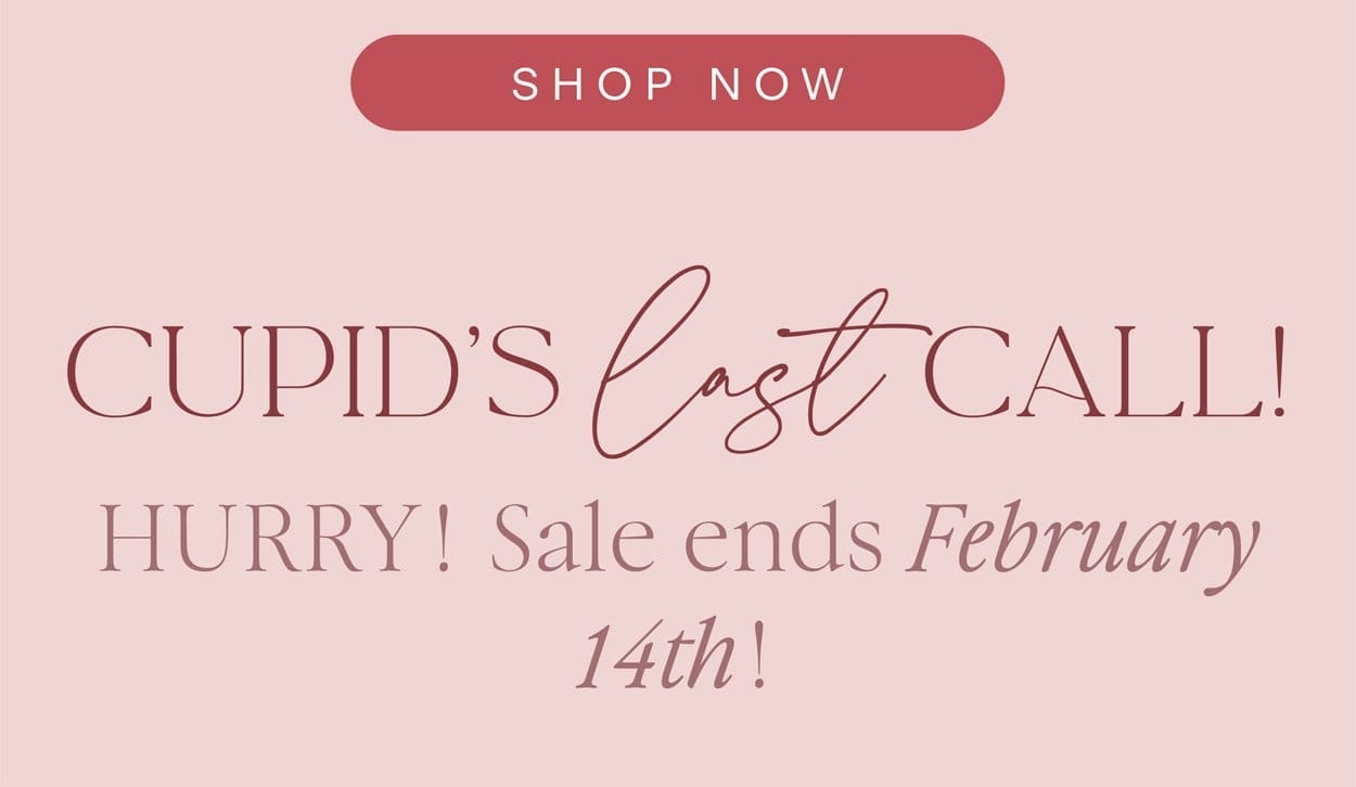 Shop Now. Cupid's Last Call! HURRY! Sale ends February 14th!