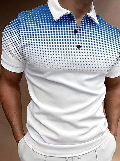 Men's Sport Polo Golf Shirt Casual Holiday Lapel Short Sleeve Fashion Basic Gradient Button Summer Regular Fit Wine Black White Navy Blue Orange Gray Sport Polo