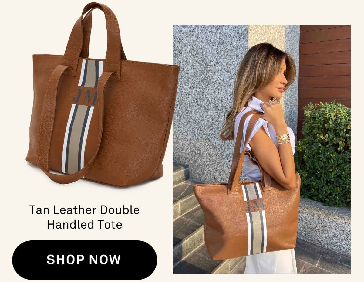Tan Leather Double Handled Tote