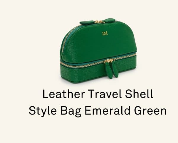 Leather Travel Shell Style Bag Emerald Green