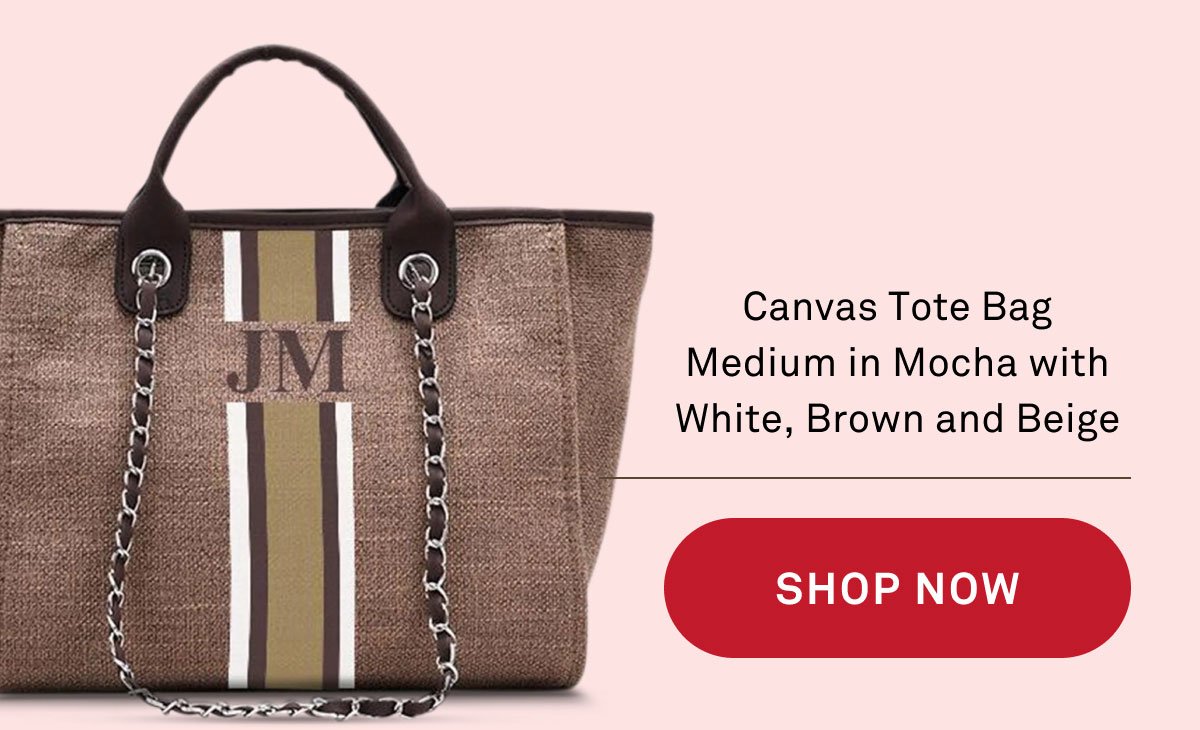 Canvas Tote Bag Medium in Mocha with White, Brown and Beige
