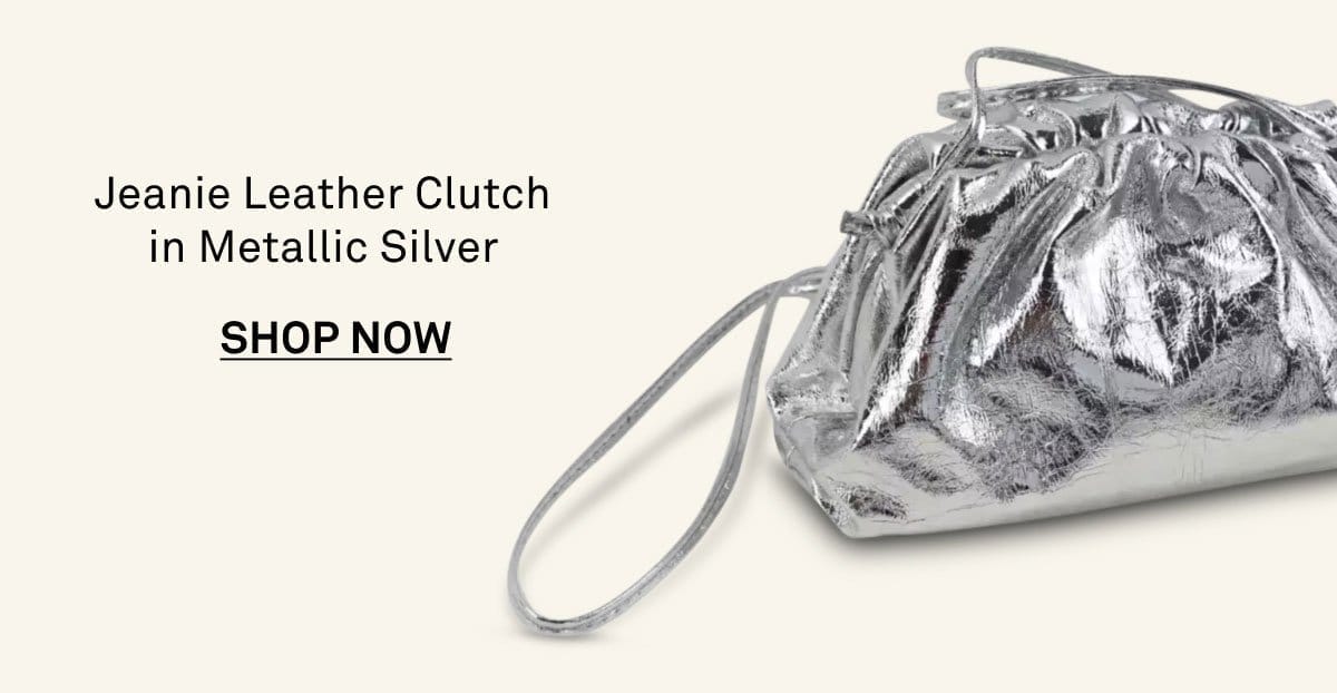 Jeanie Leather Clutch in Metallic Silver