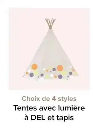 TENTES AVEC LUMIÈRES À DEL ET TAPIS