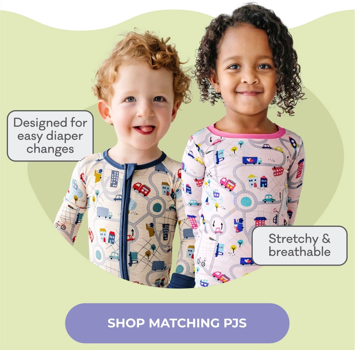 Designed for easy diaper changes | Stretchy & breathable | SHOP MATCHING PJS
