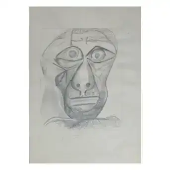 Original Self Portrait by Pablo Picasso, Crafted in 1971