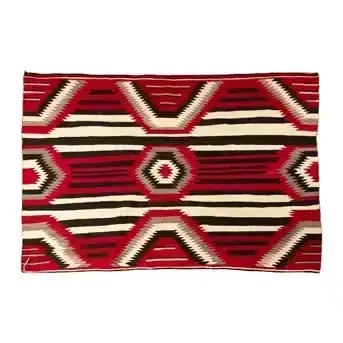 Fine 3rd Phase Navajo Wearing Blanket in Reds, Black, Gray & Cream