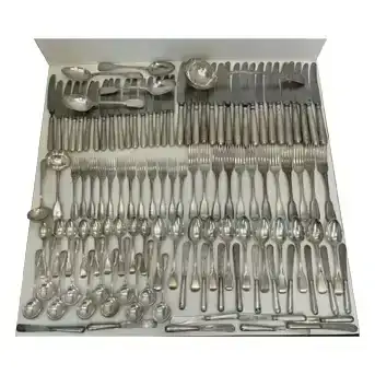 Huge 115pc Fiddle Thread Sterling Silver 142.6ozt Flatware Service Set