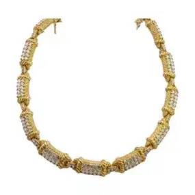 Heavy Judith Ripka 18K Gold and Diamond Link Necklace