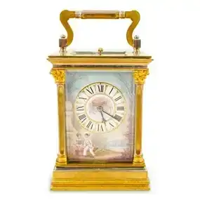 Antique French Gold Gilt Carriage Clock