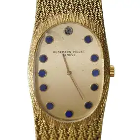 1960s Audemar Piguet 18k Gold and Lapis Lozenges Watch