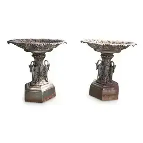 Pair Of Monumental Cast Iron Fountain Bases After Mott Foundry Models